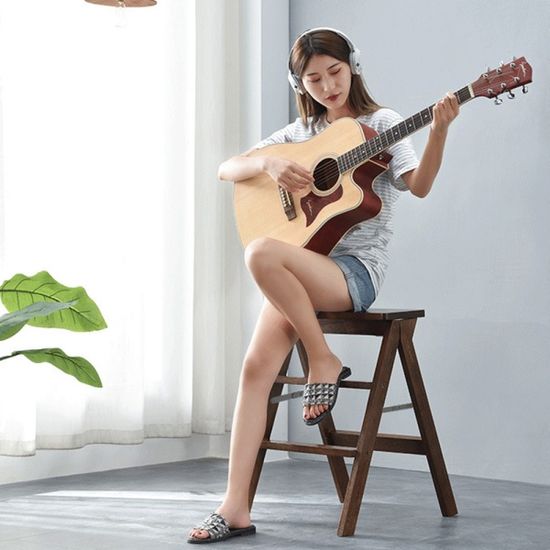 접이식 사다리 원목 의자 (다크 브라운)