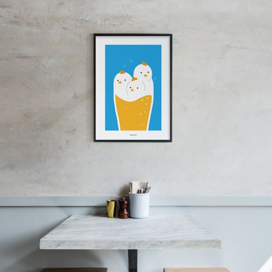 치맥 퐁당 M 디자인 포스터 치킨 맥주