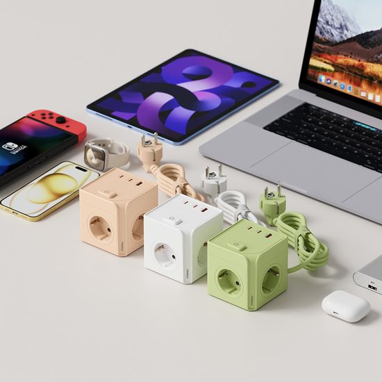 무아스 더 큐브 마그넷 3구 USB 고용량 멀티탭 C타입