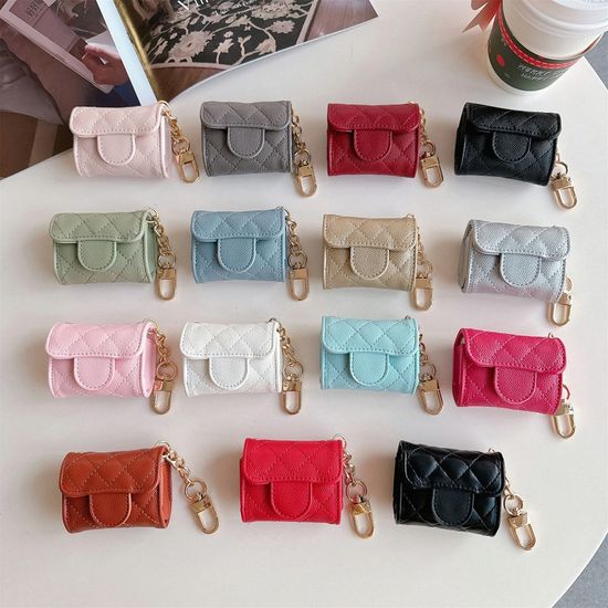 에어팟 3 4 프로 2 1 케이스 퀼팅 가죽 파우치 키링