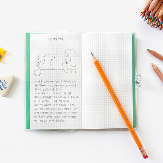 투명커버 손안에 그리드노트