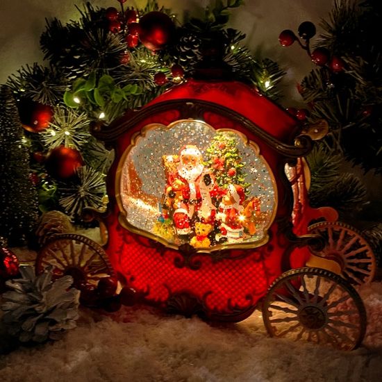 크리스마스 오르골 - 빨강 산타 마차 워터볼 무드등