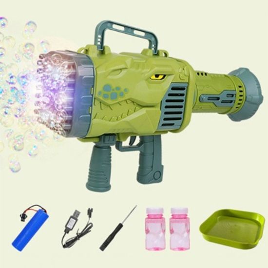 LED 공룡 자동 게틀링 64 버블건 비눗방울 총 장난감