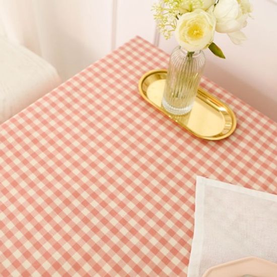멜란체크 피치핑크 방수식탁보 테이블보