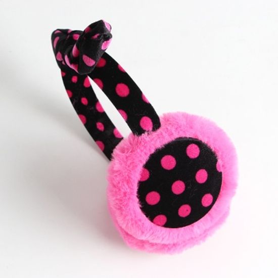 땡땡이 리본 머리띠겸용 귀마개/겨울용품 방한 귀덮개