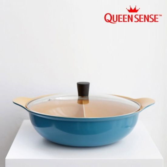 퀸센스 IH 인덕션 샤브샤브 반반냄비 28cm