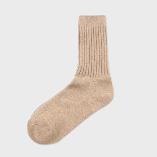 도톰 울 니트 골지 양말(베이지)