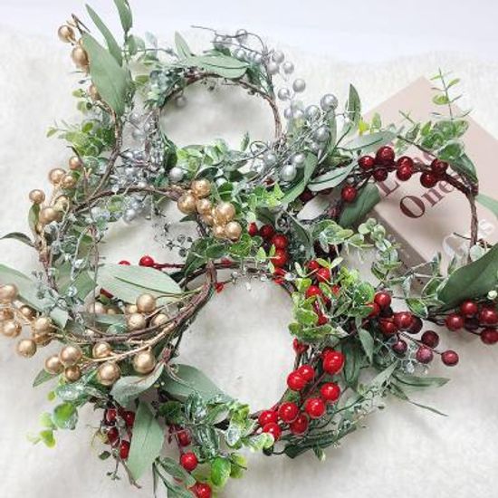 이너스 조화 캔들링 리스 유카리 베리열매 장식 1P