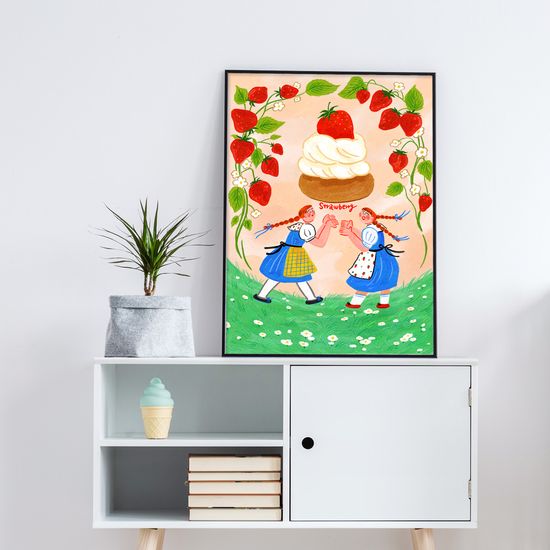 딸기 예찬론 (Art Print) / 일러스트 액자