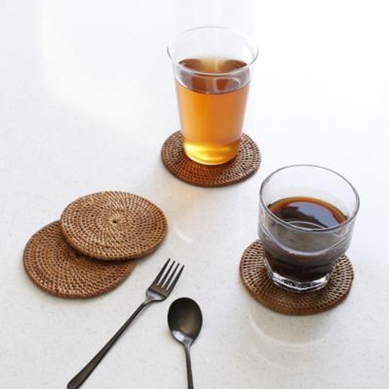 라탄 원형 컵받침 1p