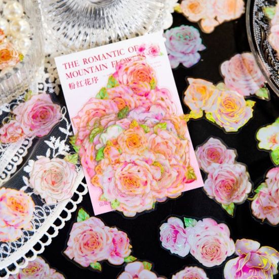 레트로 빈티지 금박 플라워 스티커 다이어리 꾸미기