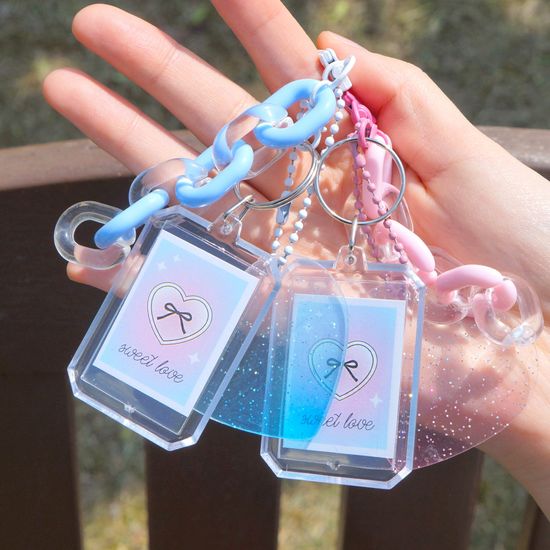 오첵 완소최애 미니포토 하트 키링