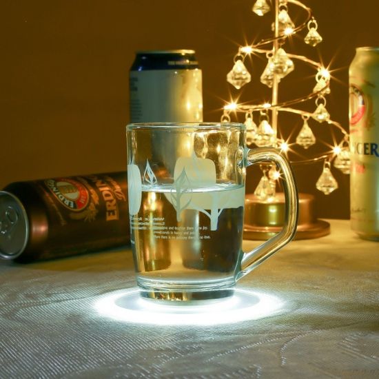 홈파티 원형 LED 컵받침 파티컵매트 감성캠핑