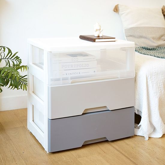 헤이즈 플라스틱 서랍장 3단 모노톤 인테리어 수납장