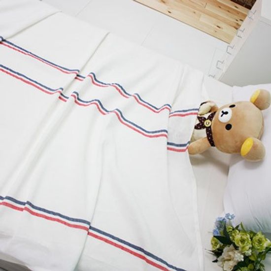 투라인 레드블루 여름이불 린넨이불