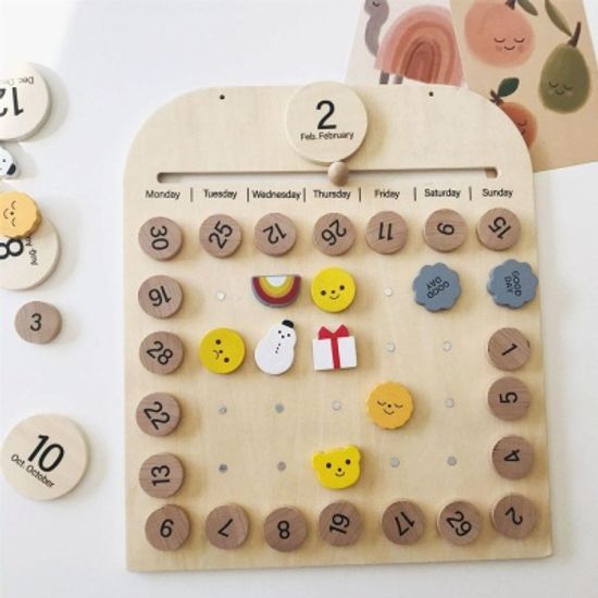 만년달력 DIY 링 포인트 자석부착 디데이 우드 캘린더