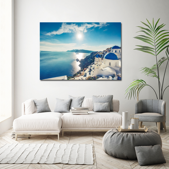 그리스 산토리니 바다 풍경 사진 거실 침대 그림 특대