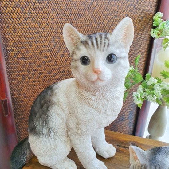 그레이 고양이 패밀리 장식인형
