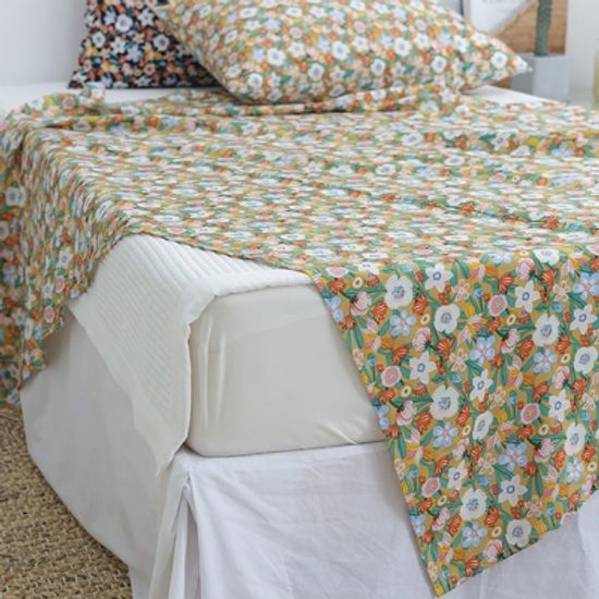 냉장고 인견 스타플라워 옐로 여름 이불 침구세트(S)