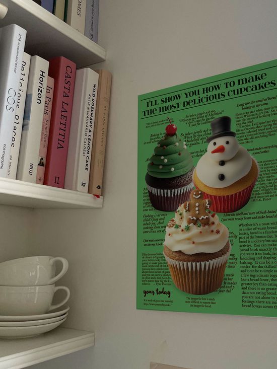 크리스마스 포스터 컵케이크 베이커리 포스터