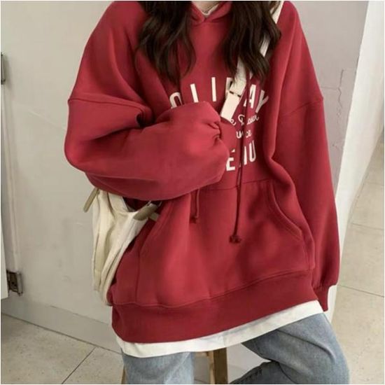 홀리데이 캐주얼 후드 스웨트 셔츠 후드티 스웻 오버핏 티셔츠 여성 긴팔 루즈핏