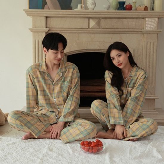 소프트 체크 기모 순면100% 커플 잠옷