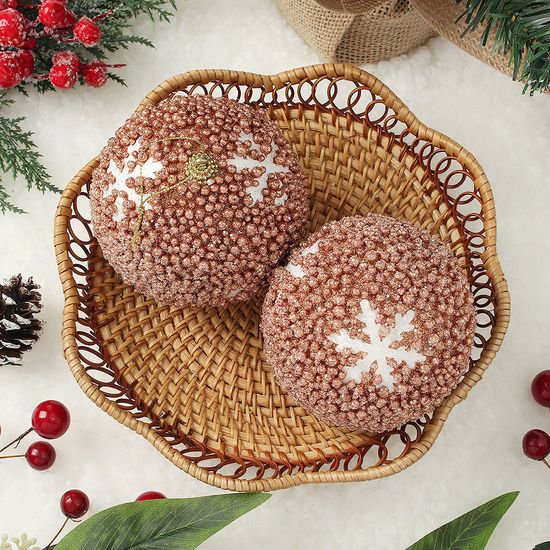 [도토로]로즈골드 글리터 장식볼 2p(10cm) (눈결정)