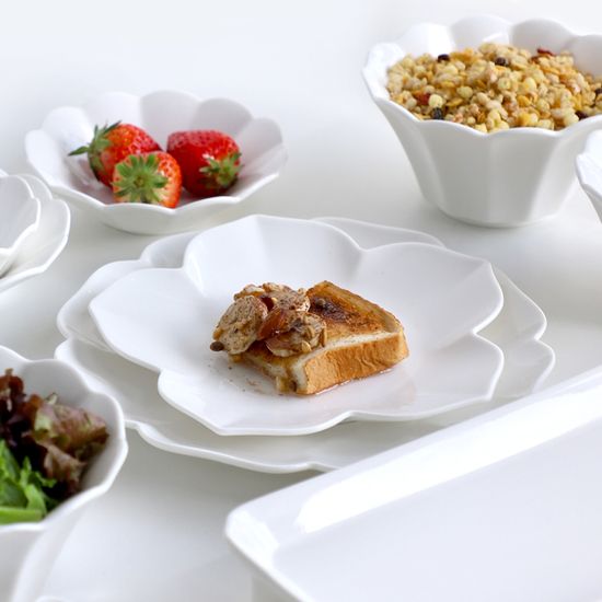 플로렌스 유광 화이트 도자기 플라워접시 2size 택1