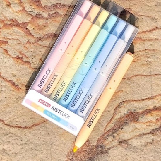 모리스 JUSTCLICK 노크식 슬림 마일드형광펜 S 6색set