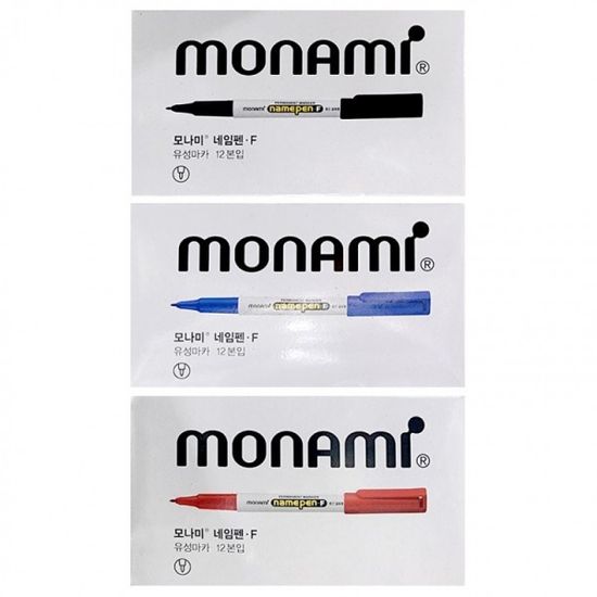 모나미 네임펜F 중간글씨용 12개 1타스 흑 청 적