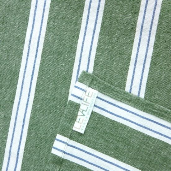 린넨워싱 스트라이프 식탁보 - 그린