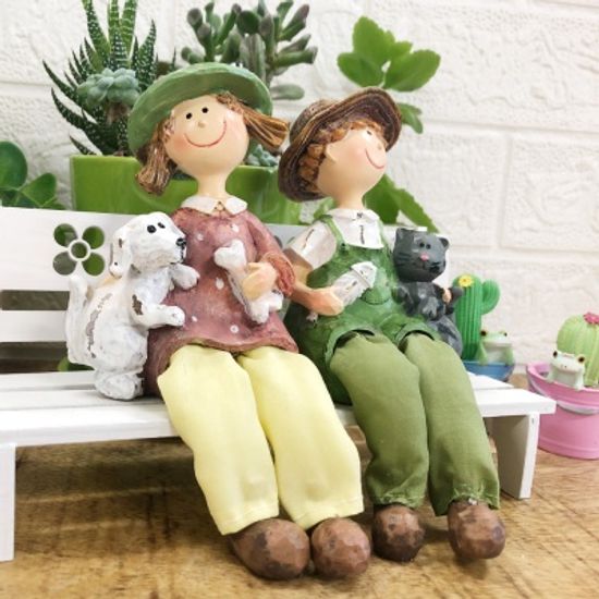 마이 펫 앉은 러블리 꼬마 커플