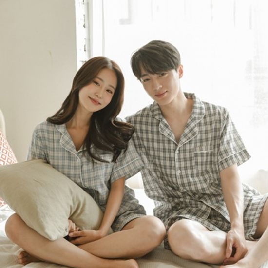 포레스트 체크 커플 잠옷 파자마 홈웨어