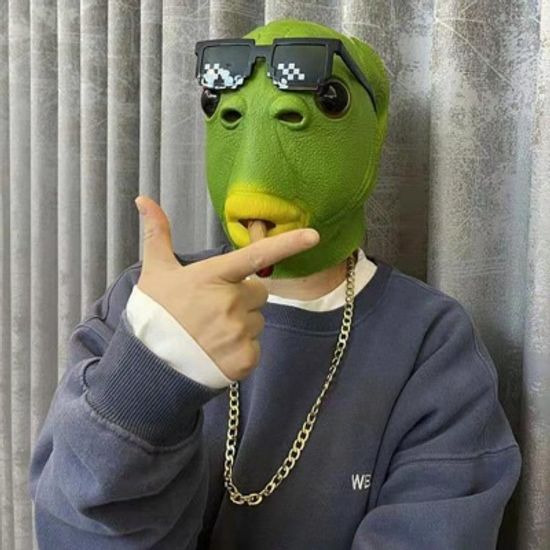 할로윈코스튬 도지가면 시바견가면 녹색물고기가면