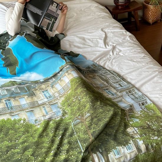 풀잎모양의 액자 115x200 대형 쉬폰 패브릭포스터