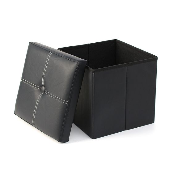 스툴스 인조가죽 수납의자(30cm) (블랙) 보조의자