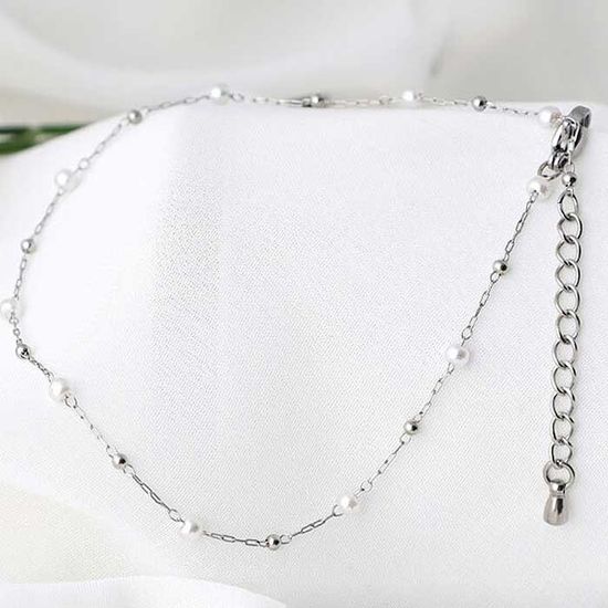 Daily 스틸 글라스 볼 chain PEARL 패션 발찌 약 27cm