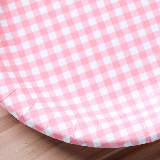10p 롯데 핑크체크종이접시(18cm) 일회용앞접시