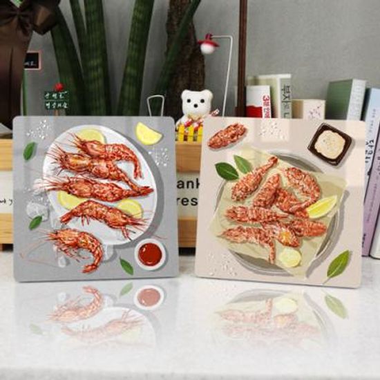 af154-폼아크릴액자18CmX18CmX2ea_해산물(새우)