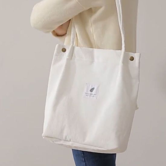 데일리 코듀로이 숄더백 화이트 골덴 에코백(WC2A234)