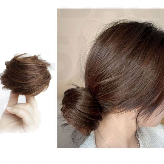 부분 가발 똥머리 헤어피스 당고 여자 머리 묶은