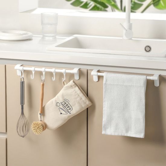 무타공 부착식 수건걸이 5구 후크 타월 거치대 N869