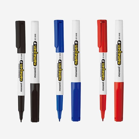 모나미 중간글씨용 네임펜 F set (흑/청/적)