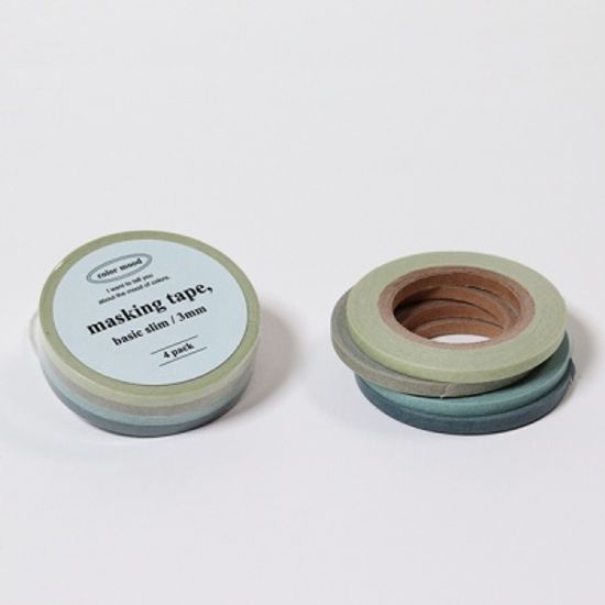 컬러 무드 마스킹 테이프 3mm (4개 세트)