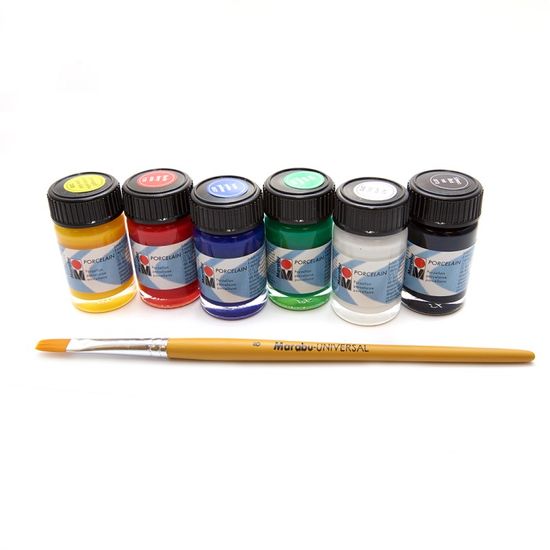 마라부 세라믹_도자기_포셀린물감 6색+붓 세트 MB1105