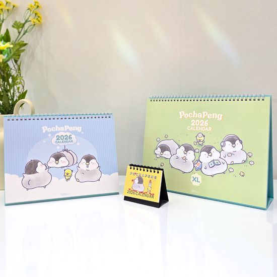 2026모뉴 포챠펭 L달력 칸 넓은 메모 캐릭터 탁상달력