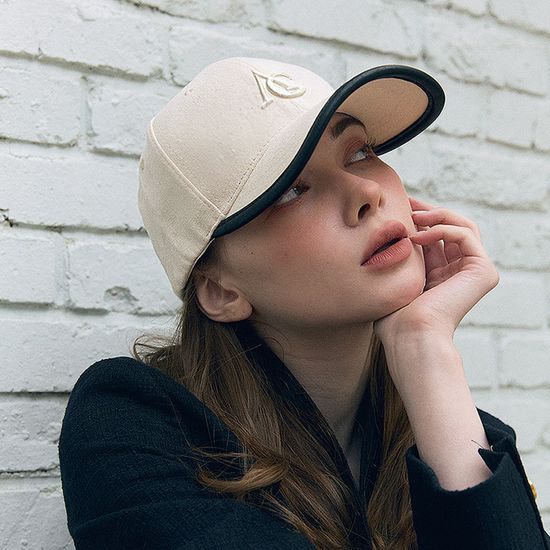 여성 블랙 가죽 캔버스 로고 자수 볼캡 야구모자 C020