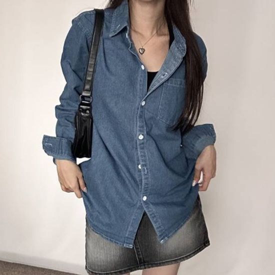 여성 루즈핏 데님 셔츠