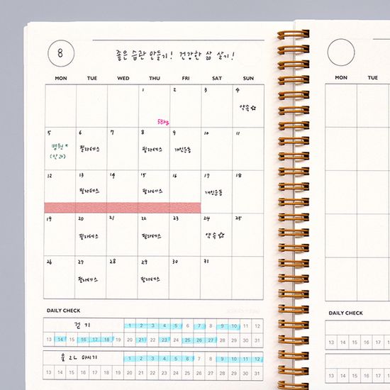 기본 A5 건강 일지(식단, 건강체크, 데일리, 6개월)