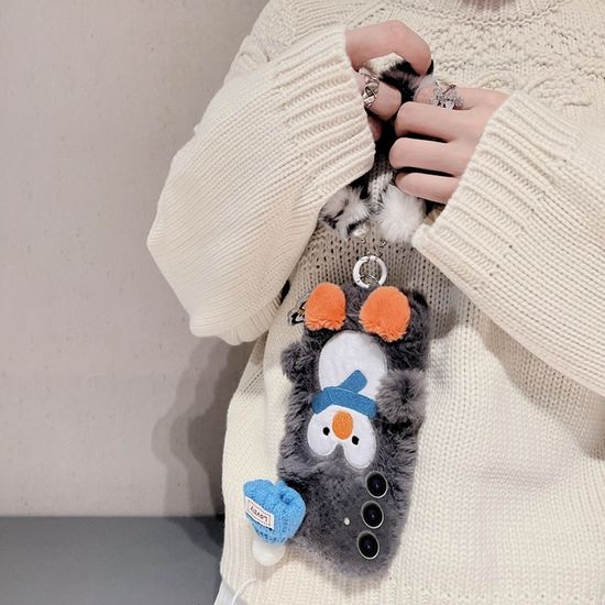 갤럭시z플립 7 6 5 4 3 뜨개 모자 펭귄 인형 털케이스